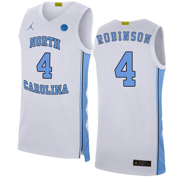 2020 Men #4 Brandon Robinson North Carolina Tar Heels College Basketball Jerseys Sale-White - Click Image to Close
